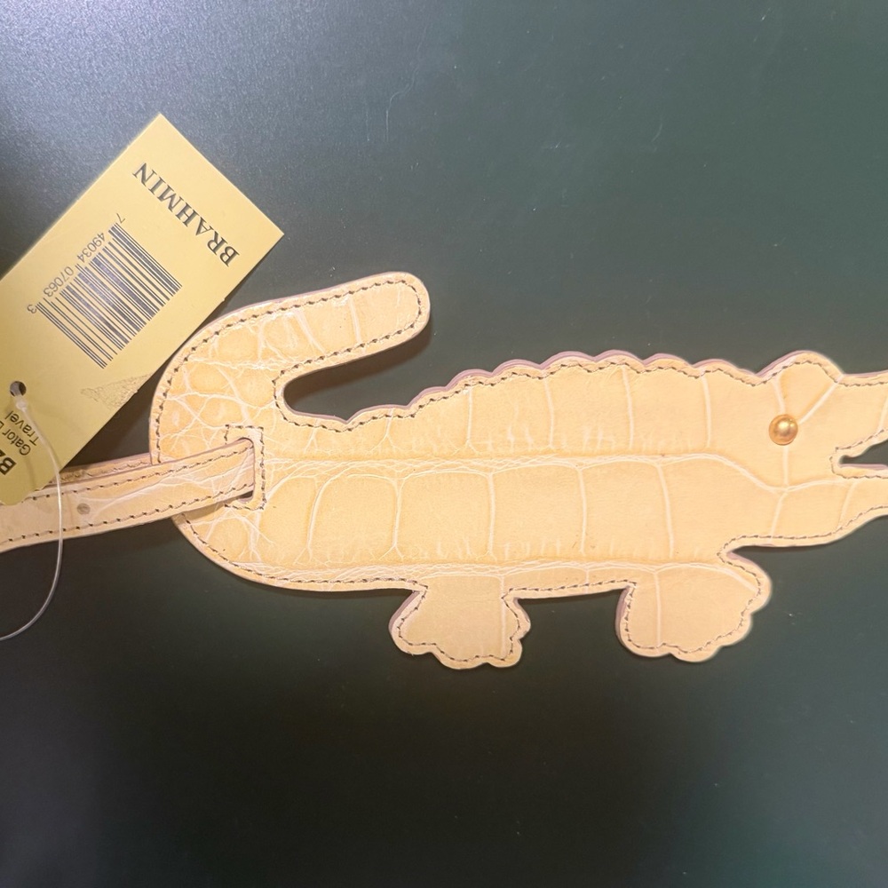 NWT Vintage Brahmin Cream Croc-Embossed Alligator Luggage Tag - Picture 6 of 10